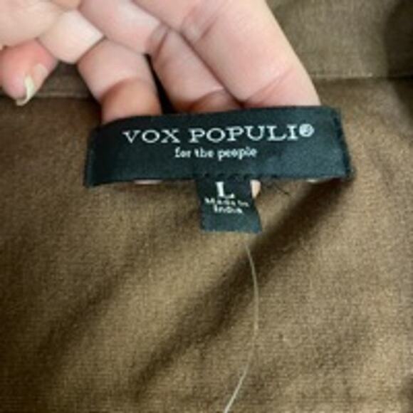 Cafe Aesthetic Embroidered Coffee Shirt Brown Vox Populi Button Up Large - Picture 3 of 10